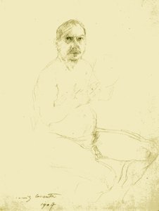 Selvportræt som siddende nøgen af Lovis Corinth